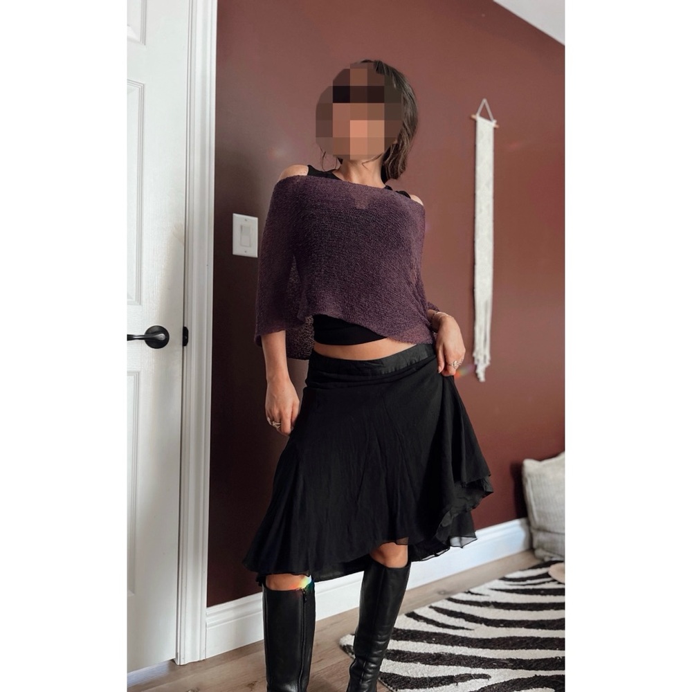 Vintage 100% Silk Witchy Midi Skirt